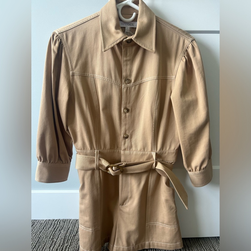 Intermix safari tan twill romper 4
